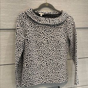 Talbots Black and White Patterned Top